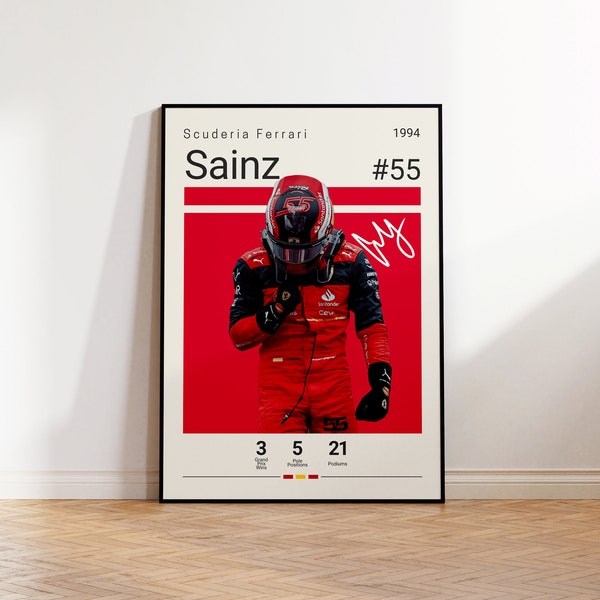 Carlos Sainz Poster, F1 Racing Poster, F1 Fan Gift, Formular One Poster, Sports Poster, Gift For Him, Sports Bedroom Poster, Motorsports
