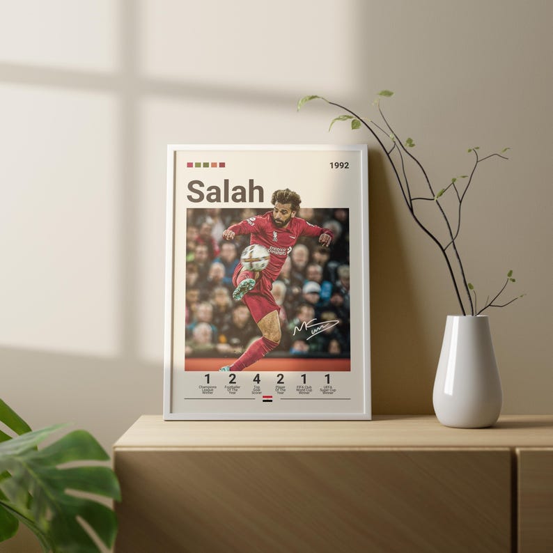 Mohamed Salah Poster, Liverpool Print, Salah Fan Gift, Soccer Gifts