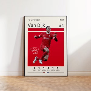 Virgil van Dijk Poster, FC Liverpool Football Print, Football Poster, Soccer Poster, Sports Poster, Gift For Him