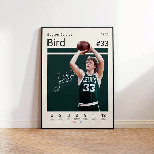 Affiche Larry Bird, affiche des Boston Celtics, impression de basket-ball, affiche de basket-ball, affiche de la NBA, affiche de sport, cadeau pour lui