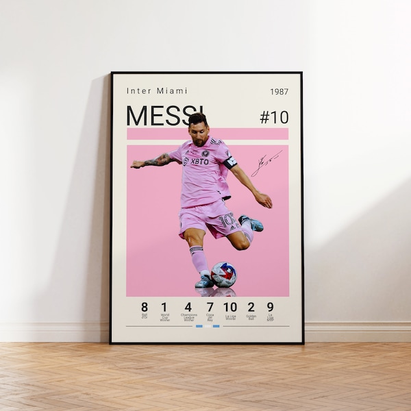 Lionel Messi Poster, Inter Miami Poster, Football Print, Football Poster, Soccer Poster, Sports Poster, Gift For Him