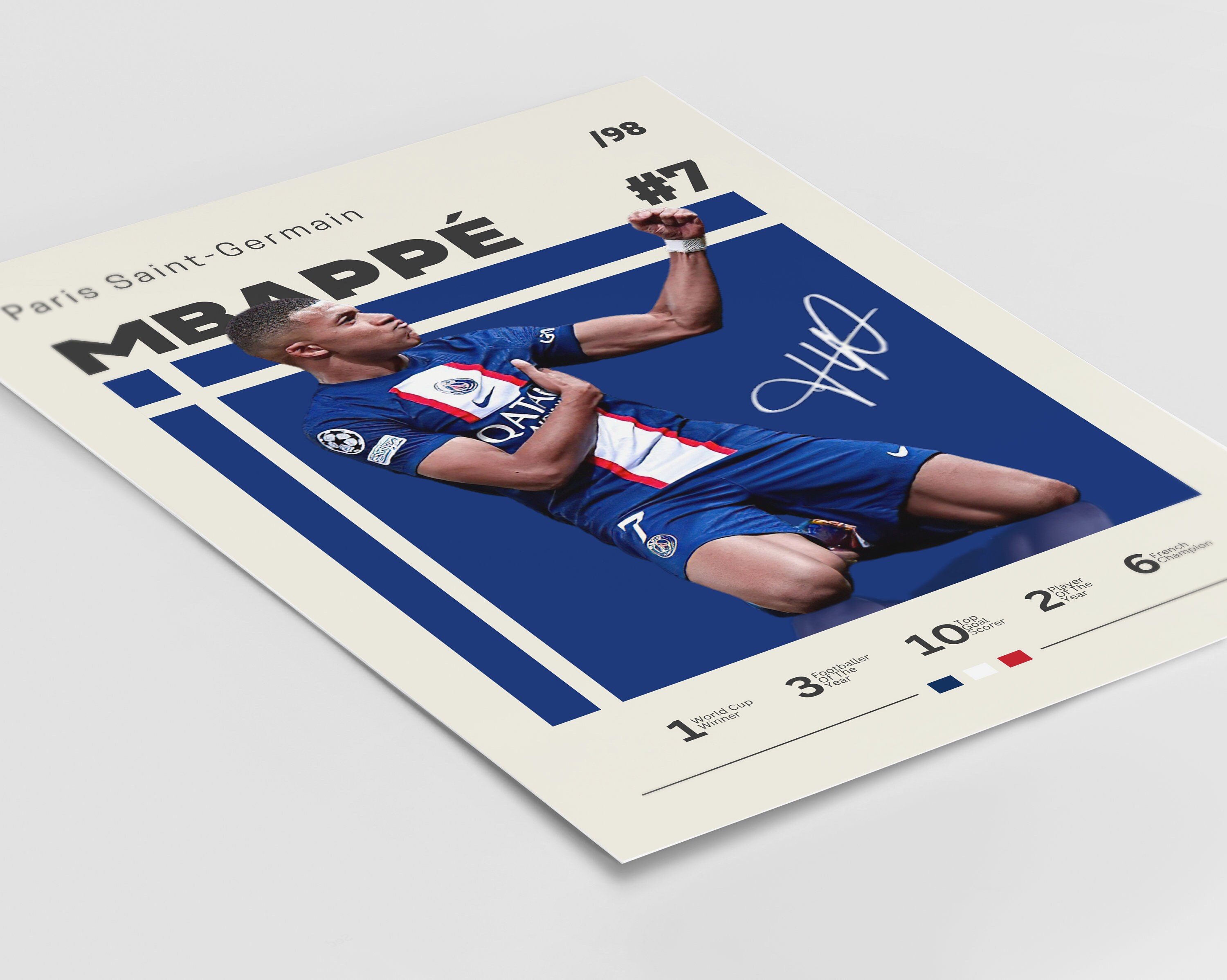 Affiche Kylian Mbappé PSG | Paris Saint Germain | Convient pour l'encadrement