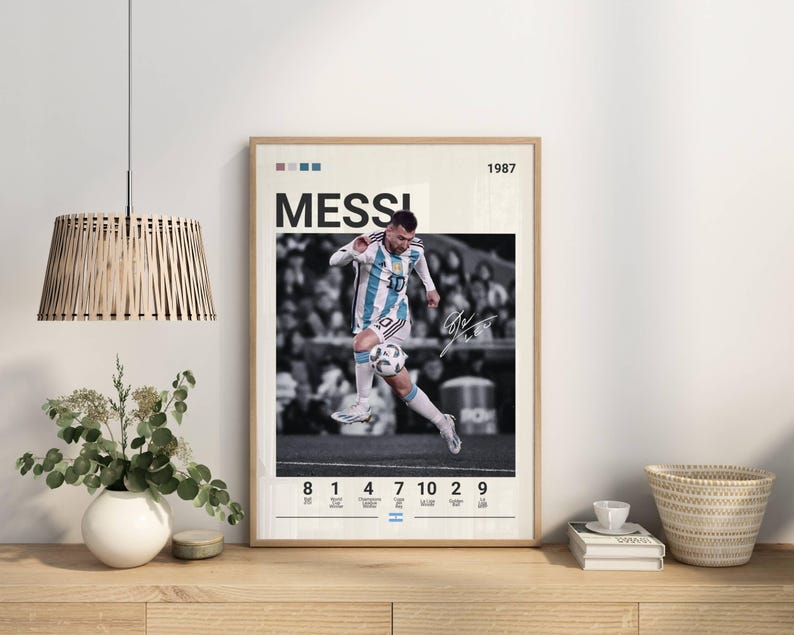 Lionel Messi Poster, Argentina Football Print, Messi Fan Gift, Soccer