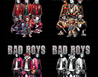 Horror Icons PNG Bundle: Halloween Slasher Villains - Michael Myers, Jason, Chucky, Freddy (Digital Download)