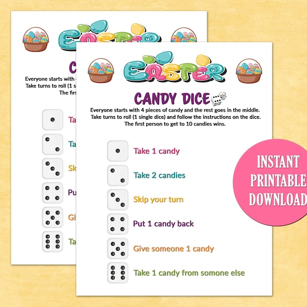 Candy Dice | Easter Game | Easter Candy Dice Game | Printable Easter Game | Dice Game | Printable Easter Dice Game | Easter Candy Game