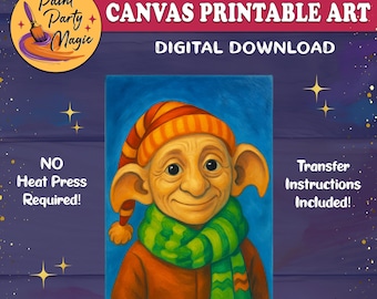 Plantilla imprimible para pintar con trazos para fiestas de invierno: plantilla de arte invernal de elfo, actividad de pintura DIY