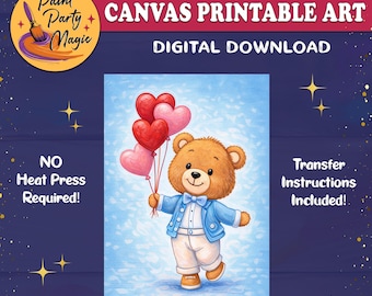 Plantilla de globo de amor para imprimir y pintar: osito de San Valentín