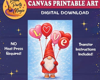 Gnomo de San Valentín: Plantilla imprimible para pintar y dibujar (hazlo tú mismo) - Globos de amor