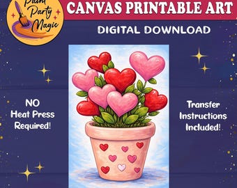 Maceta con forma de corazón para San Valentín: plantilla imprimible para pintar y trazar flores (disponible para descargar)