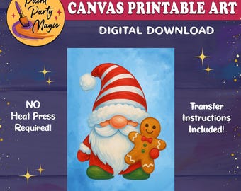 Plantilla imprimible para pintar con trazos para fiestas de invierno: plantilla de arte invernal de gnomos, actividad de pintura DIY