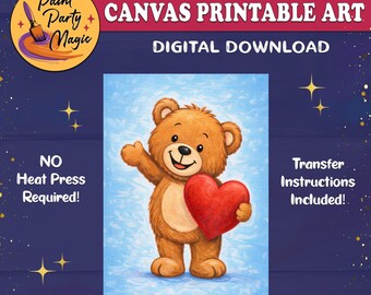 Plantilla para manualidades DIY con osito de San Valentín (descarga digital)