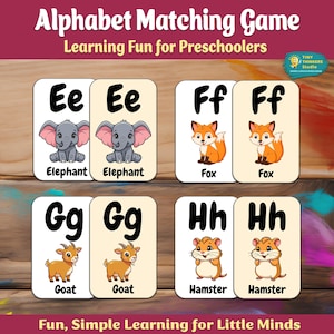 Animal Alphabet Matching Game Printable – Tiny Thinkers Preschool Letter Recognition & Early Literacy Cards