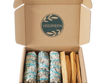 White Sage Salvia Apiana Box, Native American Purification and Palo Santo Sticks from Peru, Natural Incense to burn Yoga meditation