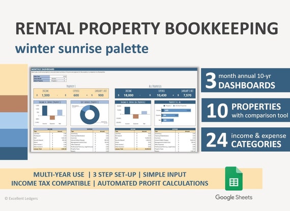Rental Property Bookkeeping Spreadsheet: 10-Year Summary (Google Sheet)