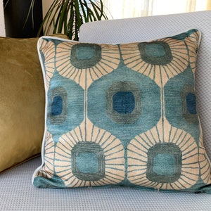Minimalist Velvet Throw Pillow Cover with Piping, Green Abstract Velvet cushion pillow cover, Custom Size, 18x18, 20x20 inches, 45x45cm