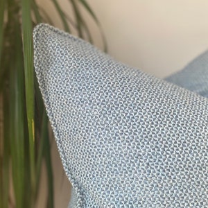Jeder Größe gewebtes blaues Kissen, blau gewebtes strukturiertes Kissen mit Paspelierung, Bauernhauskissen, gewebter strukturierter Euro Sham, Boho Kissenbezug