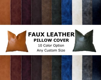 Any Size Faux Leather Pillow Cover, Any Color Elegant Leather Pillow, Lumbar Leather Pillow, Decorative Pillow, Leather Cushion, CUSTOM SIZE