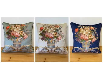 Bloemenpatroon Velvet Throw Pillow Cover, Soft Velvet Floral kussenhoes met biezen, 18x18 20x20 inch, aangepast formaat