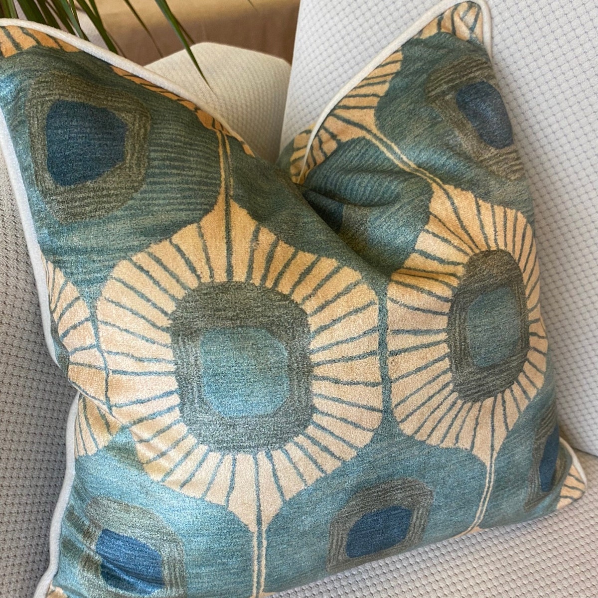 Throw Pillow Cover With Piping, Green Abstract 18x18, 20x20 Inches, 45x45cm - Etsy