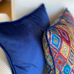 Abstract Pillow Cover, Velvet Throw Pillow, Colorful Cushion, Modern Home, DecorUnique Design, Piping Detail, Rainbow Colors, Zipper Closure, High-Quality Fabric, Custom Pillow Sizes, Vibrant Home Accessories, Living Room Decor, Bedroom Accents