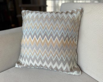 Colorful Chevron Pillow Cover, Gold Zigzag Cushion Case,  Luxury Textured Throw Pillow, Home Decorative Throw, Euro Sham, ANY SIZE