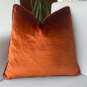 Orange Upholstery Velvet Throw Pillow Cover, Copper Orange Velvet Cushion Cover, Elegant Home Decoration, Luxury Accent Pillows, CUSTOM SIZE