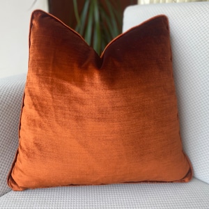 Orange Upholstery Velvet Throw Pillow Cover, Copper Orange Velvet Cushion Cover, Elegant Home Decoration, Luxury Accent Pillows, CUSTOM SIZE