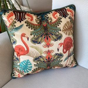 Decorative Colorful Velvet Cushion, Peacock Pelican Velvet Throw Pillow Cover, Home Decor Pillow, Sofa Pillow, Velvet Pillow Case, ANY Size