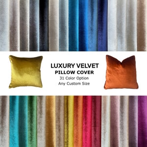 Any Size Luxury Velvet Pillow with Piping, Metallic Velvet Throw Pillow Cover, 31 Color Piping Options, Handmade Solid Color Velvet Pillow