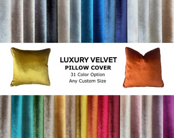 Any Size Luxury Velvet Pillow with Piping, Metallic Velvet Throw Pillow Cover, 31 Color Piping Options, Handmade Solid Color Velvet Pillow