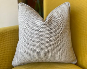 Off White Brown Textured Pattern Pillow Cushion Cover, Farmhouse Pillow, Euro Sham, Straw Throw Pillow , Off White Throw | Any Size