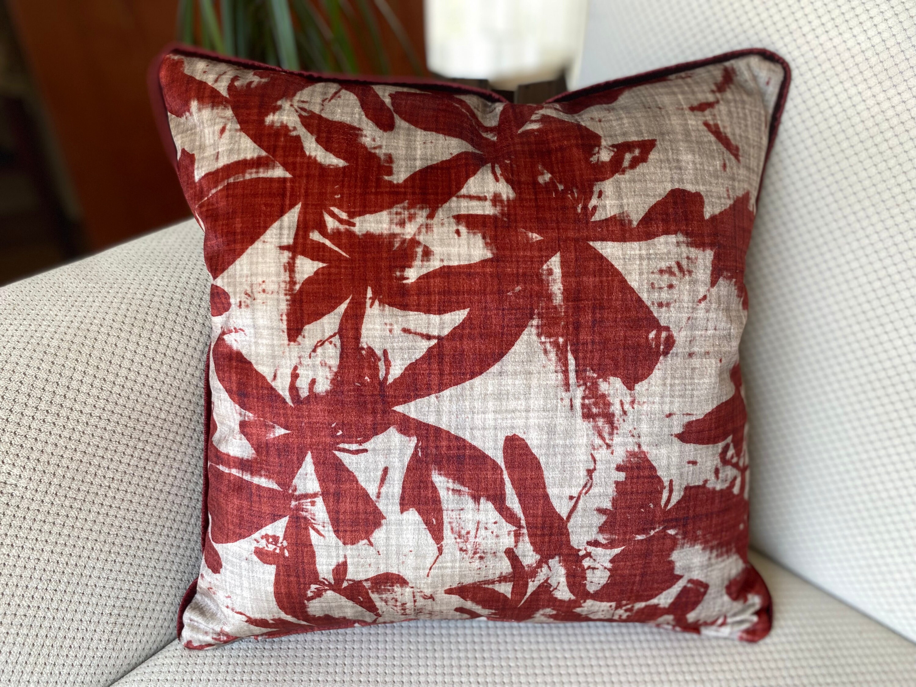 Burgundy Velvet Throw Pillow Decorative Velvet Cushion Cover