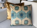 Minimalist Velvet Throw Pillow Cover with Piping, Green Abstract Velvet cushion pillow cover, Custom Size, 18x18, 20x20 inches, 45x45cm