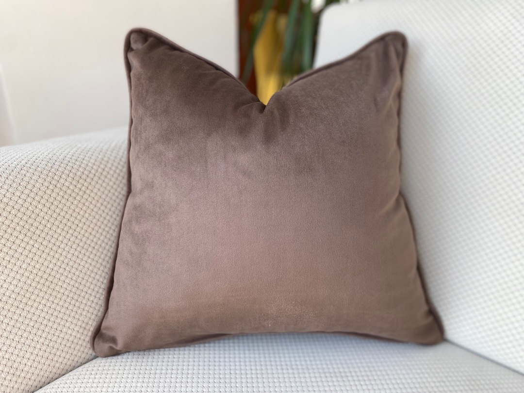 Taupe Velvet Pillow Cover Brown Cushion Cover Latte Brown Etsy