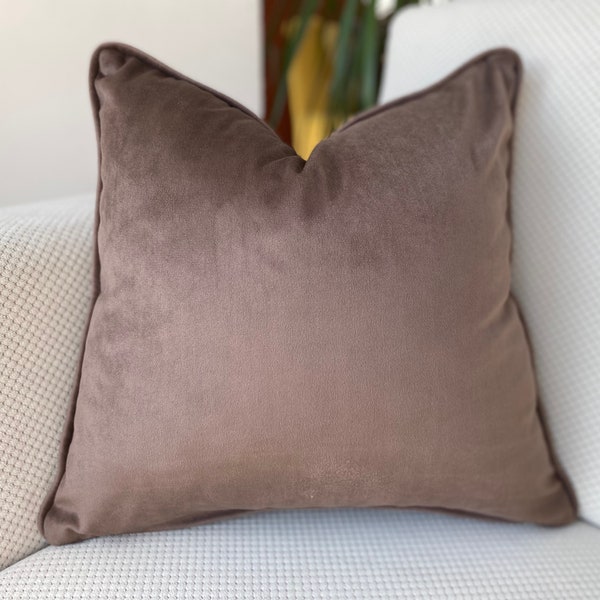 Taupe Velvet Pillow Cover, Brown Cushion Cover, Latte Brown Velvet Throw Pillow, High Quality Velvet Fabric, Taupe Brown Euro Sham, ALL SIZE