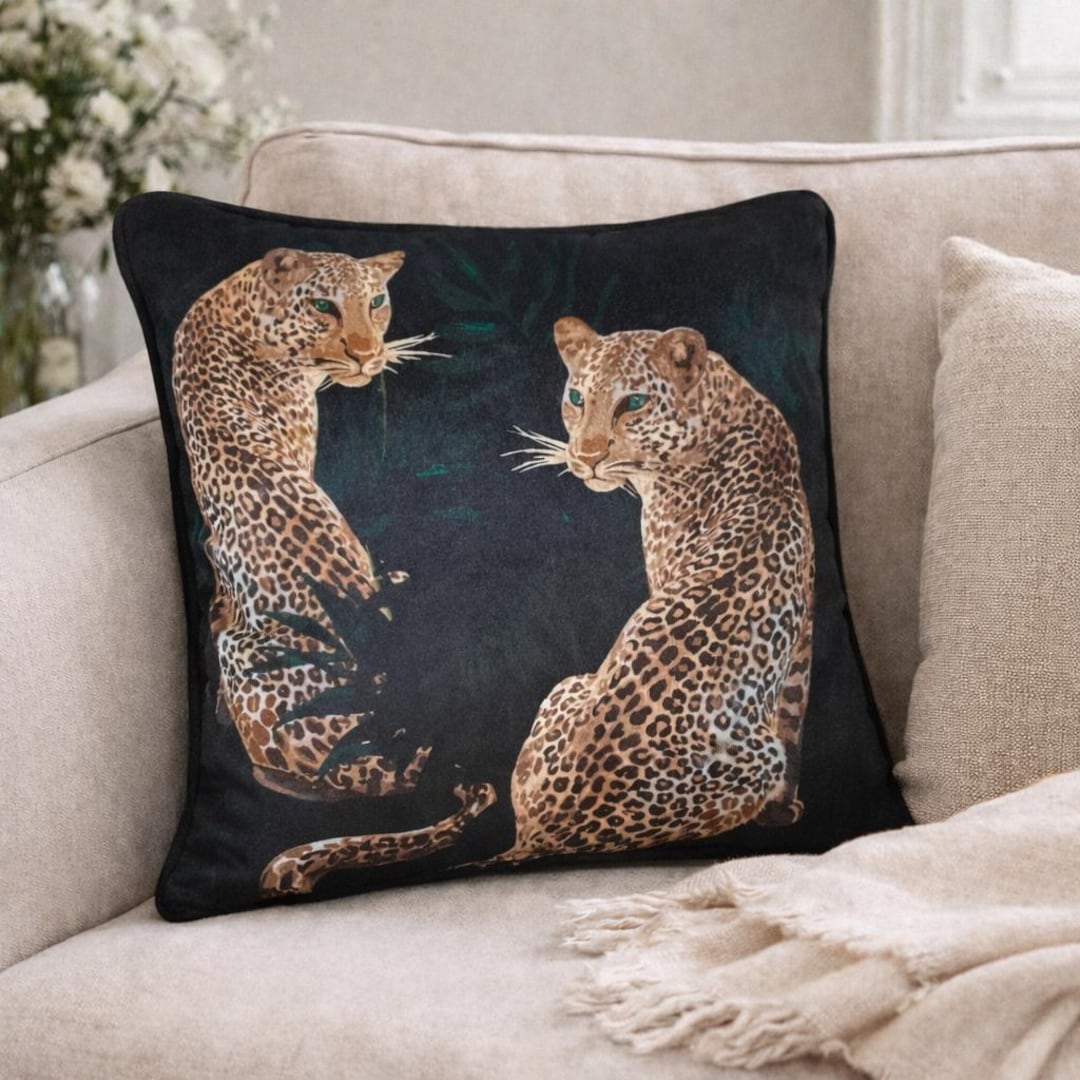 Dunkelgrüner Leopard Samt Kissenbezug - Tierdruck Kissen mit Paspel - Benutzerdefinierte Kissengrößen für Dekoration, Sofa Couch Stuhl Kissen