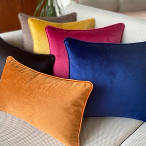 Any Size Velvet Pillow Cover Solid Color Velvet Throw Pillow Etsy