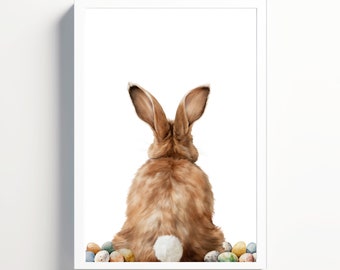 Easter Bunny Watercolor Art Print: Farmhouse Nursery Decor