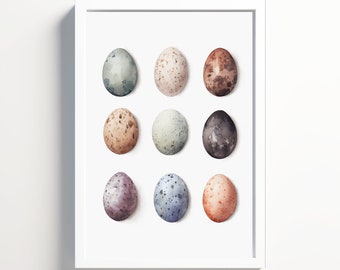 Watercolor Easter Egg Print: Farmhouse Spring Decor