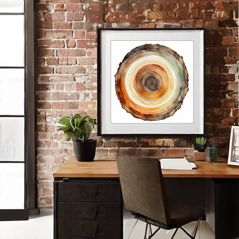 Tree Ring Wall Art Large Tree Ring Print Colorful Abstract Etsy