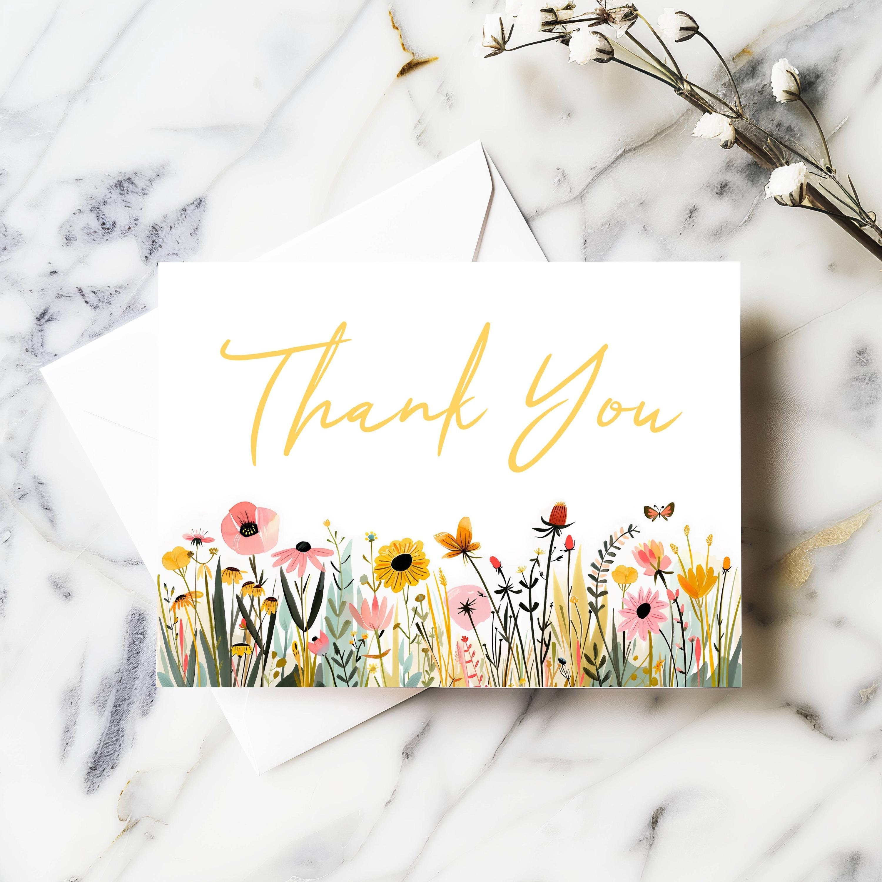 Wildflower Thank You Card Set: Spring Stationery, Baby Shower