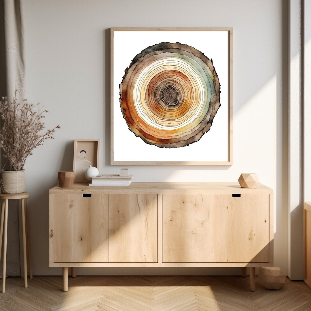 Tree Ring Wall Art, Large Tree Ring Print, Colorful Abstract Art