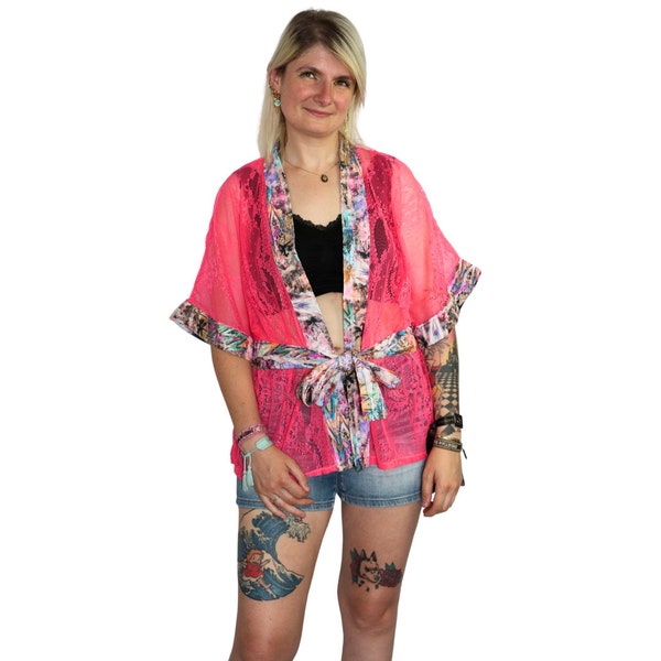 Kimono en Dentelle Rose Fluo - Édition Festival Barbie Girl