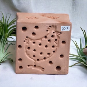 Bee stone with nesting passages, wild bee nesting aid, nature conservation ceramics, fired from clay