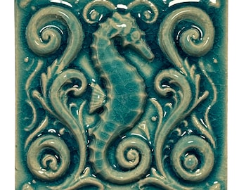 ReliefFliese, 3D Fliese, Jugendstil, türkis, Grüntöne, Kacheln, Mosaik, Bad, Küche, Garten, Fliesenmuster