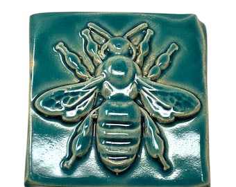ReliefFliese, 3D Fliese, Biene, türkis, Grüntöne, Kacheln, Mosaik, Bad, Küche, Garten, Fliesenmuster