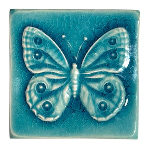 ReliefFliese, 3D Fliese, Schmetterling, türkis, Grüntöne, Kacheln, Mosaik, Bad, Küche, Garten, Fliesenmuster