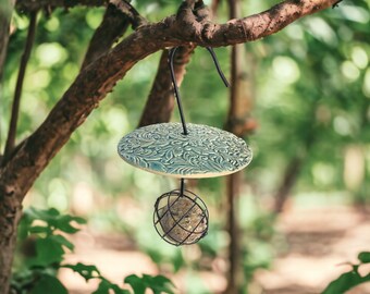 Mini-Meisenknödelhalter, Vogelfutterstelle, Ton, Keramik, Meisenknödel ohne Plastiknetz