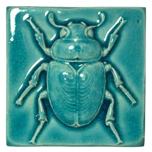 ReliefFliese, 3D Fliese, Käfer, türkis, Grüntöne, Kacheln, Mosaik, Bad, Küche, Garten, Fliesenmuster