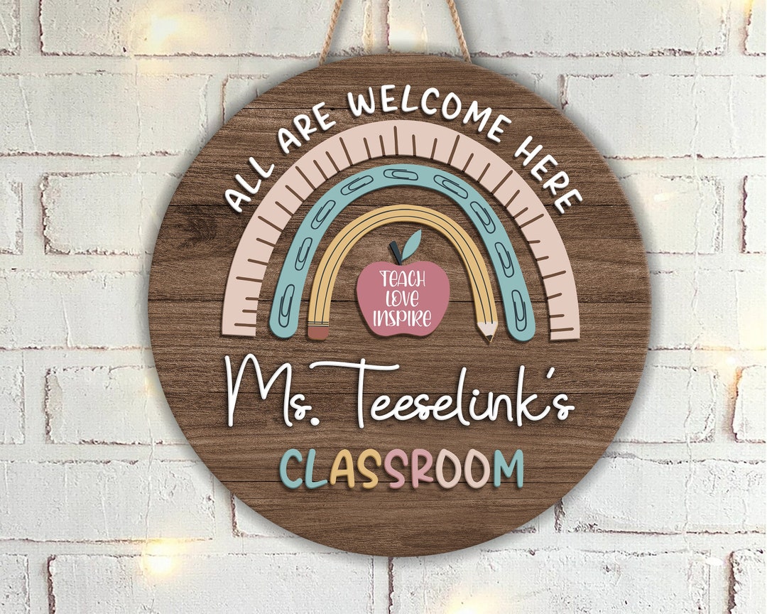Personalized Teacher Name Door Sign Teacher Gifts Teacher Etsy